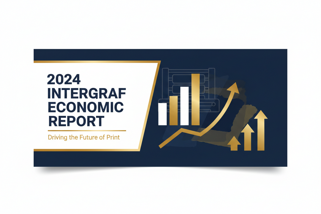 2024 Intergraf economic report graphic with growth charts and print industry theme