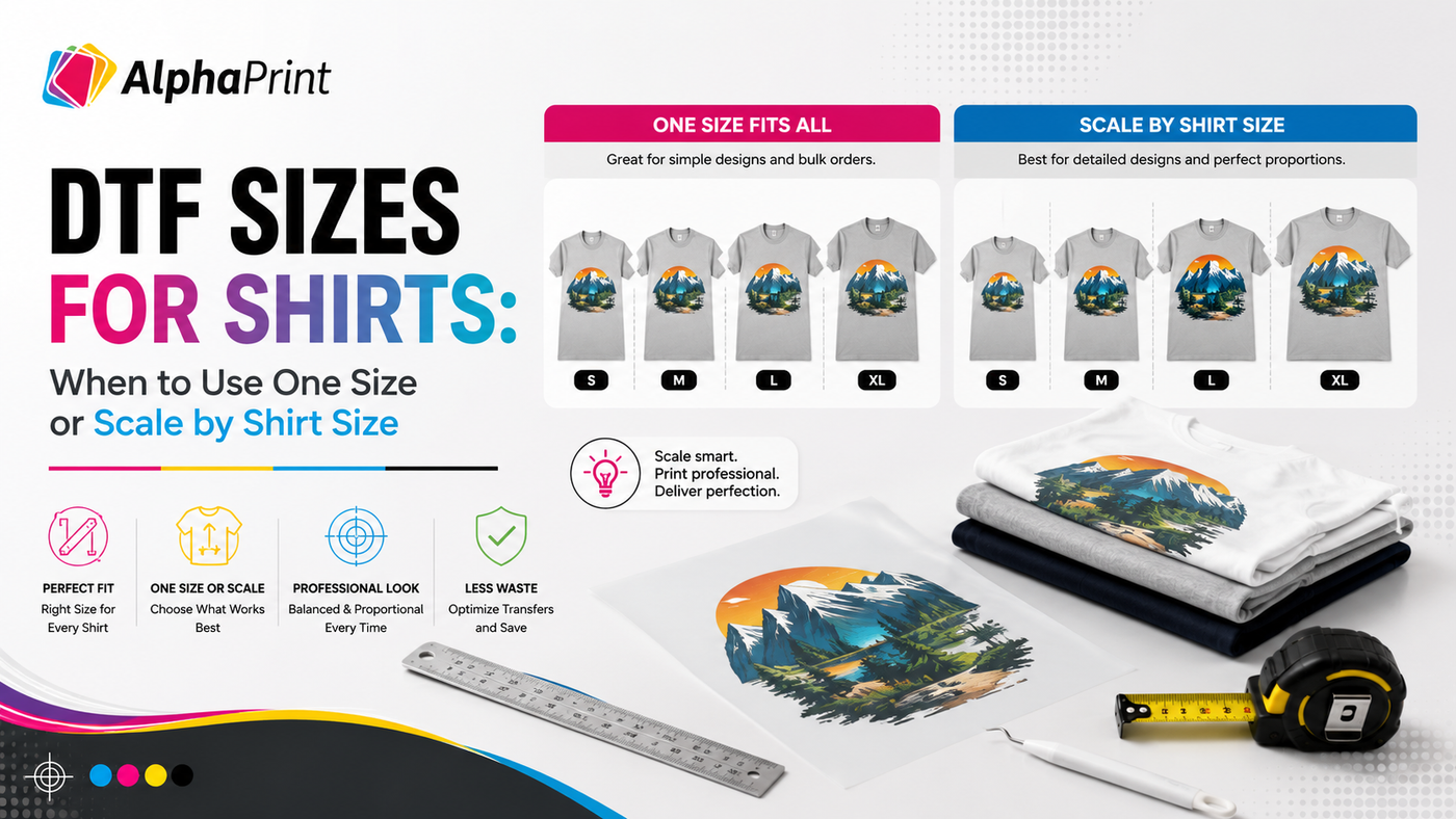 DTF Sizes for Shirts: When to Use One Size or Scale by Shirt Size