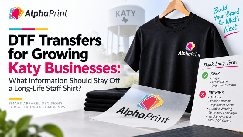 DTF Transfers for Growing Katy Businesses: What Information Should Stay Off a Long-Life Staff Shirt?