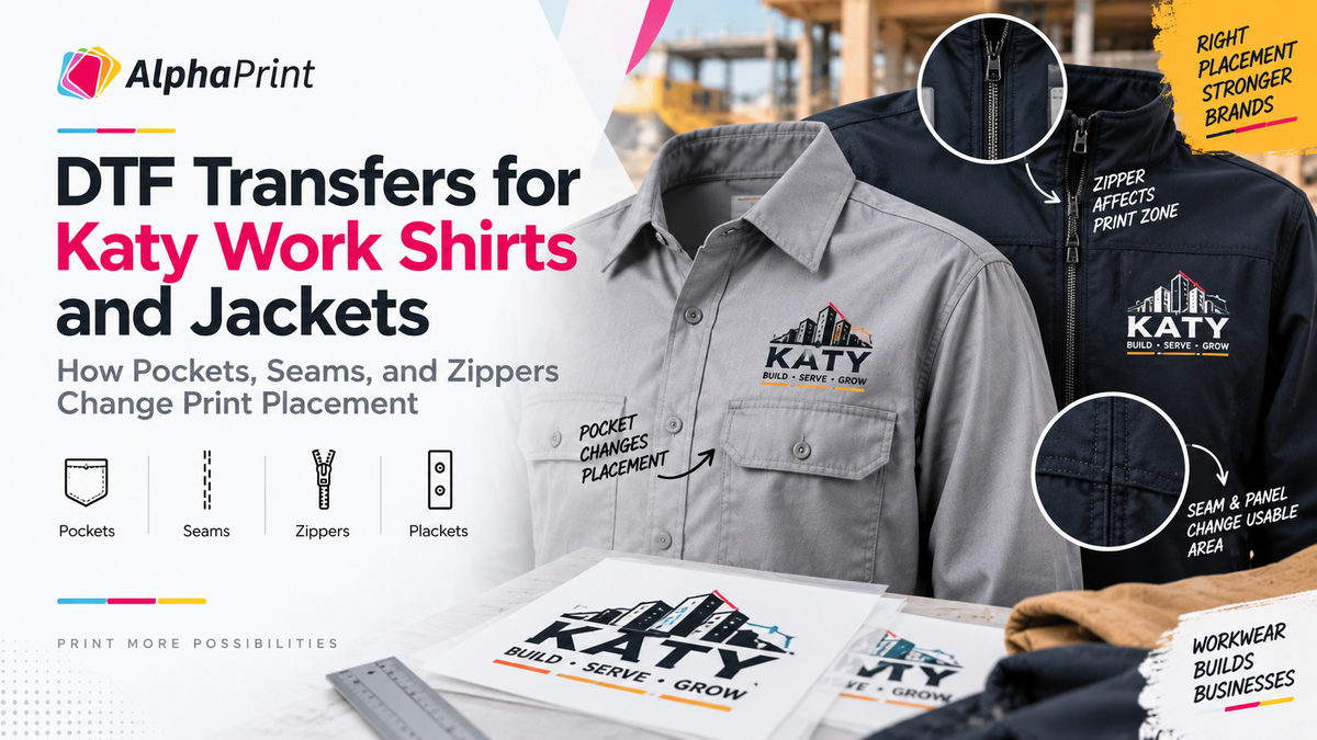 DTF Transfers for Katy Work Shirts and Jackets: How Pockets, Seams, and Zippers Change Print Placement
