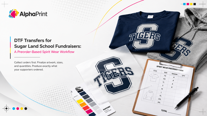 DTF Transfers for Sugar Land School Fundraisers: A Preorder-Based Spirit Wear Workflow