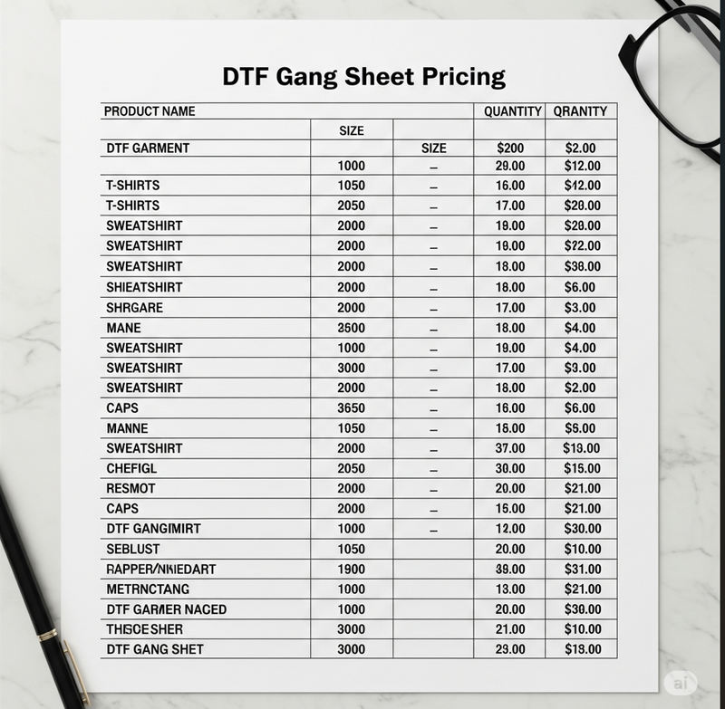 DTF Gang Sheet Pricing