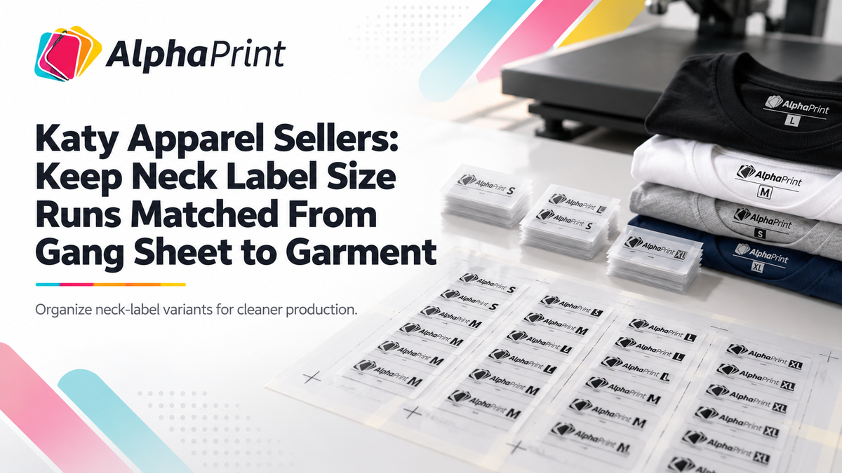 Katy Apparel Sellers: Keep Neck Label Size Runs Matched From Gang Sheet to Garment