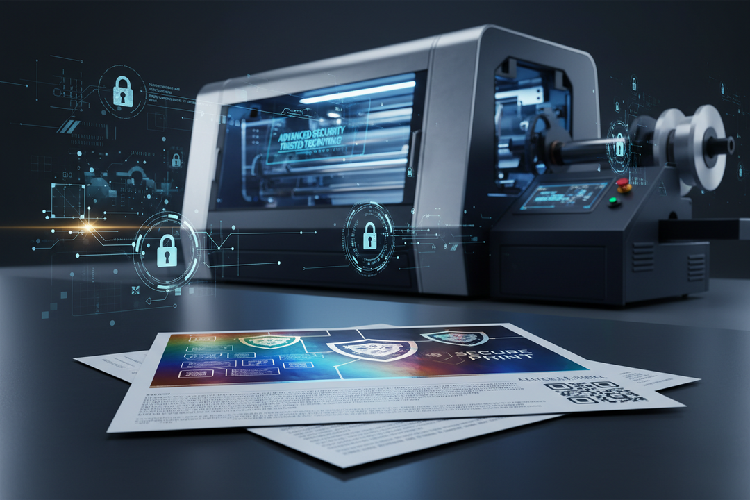 Advanced digital printer with cybersecurity and secure printing visuals