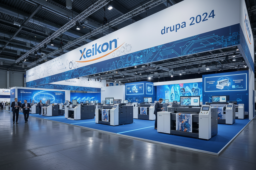 Xeikon digital printing technology booth at drupa 2024 trade show