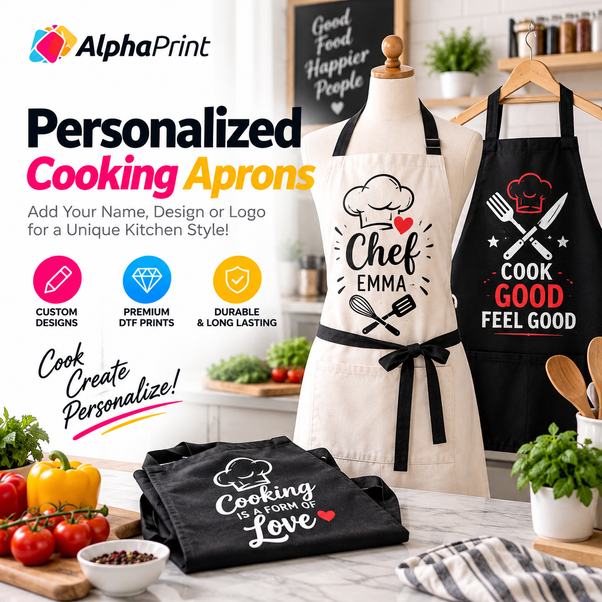 Personalized Cooking Aprons: Custom & Stylish Designs – Alpha Print