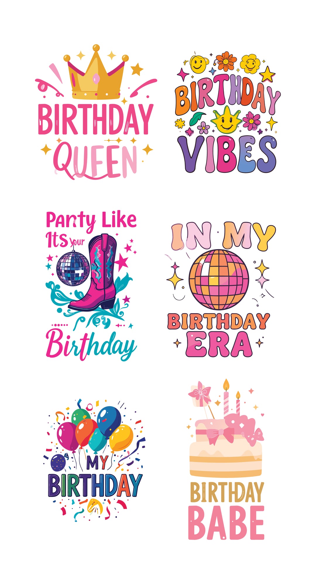 Birthday DTF Transfers (Ready to Press)
