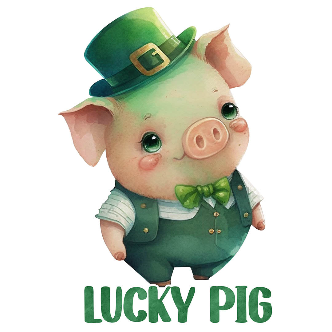 Alpha DTF Print | Lucky Pig - A lucky and adorable St. Patrick's Day piggy.